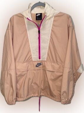 Nike Icon Clash Blush & Cream Half Zip Windbreaker | Retro Sporty | Size Small